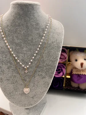 Love Pendant Double Collar Chain Necklace thumbnail 4