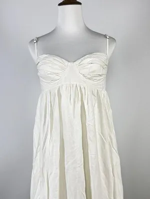 NWOT Farm Rio Linen Blend White Sleeveless Maxi Dress Size XS thumbnail 6