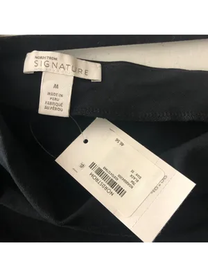 Nordstrom Signature Womens One Shoulder Top Short Sleeve Pleated Black M thumbnail 3