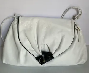 Vintage Aspects White Faux Leather Shoulder Bag Ruched Flap Y2K 90s Style thumbnail 1