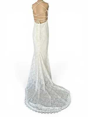 NWT Lulus Perfectly Beloved White Lace Sleeveless Lace-Up Maxi Dress M $148 thumbnail 7