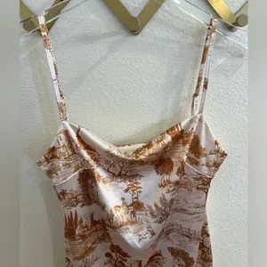 Urban Outfitters Toile Printed Sateen Mini Dress Amber White Large thumbnail 6