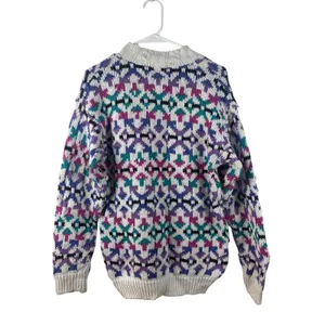 Vintage 62 East Women's Small Colorful Geometric Pattern‎ Mock Neck Sweater thumbnail 8