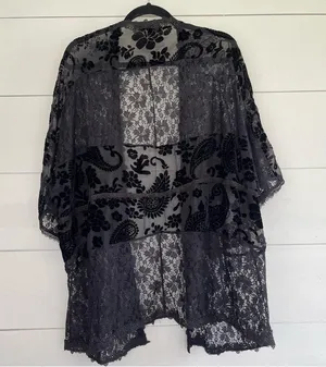 Pol Black Lace Boho Open Cardigan thumbnail 3