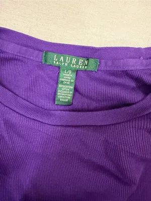 Lauren Ralph Lauren Purple Top with Black suede Lace-Up Shoulders large thumbnail 5