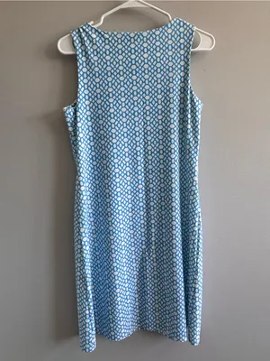 Jude Connally Blue White Geometric Shift‎ Dress Size Small thumbnail 4