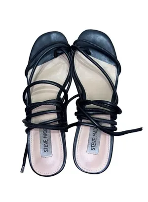 Steve Madden Heeled Sandals Black Strappy Tie Up thumbnail 5