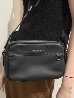COACH C4148 Black Smooth Calf Leather Double Zip Graham Crossbody Camera Bag thumbnail 10