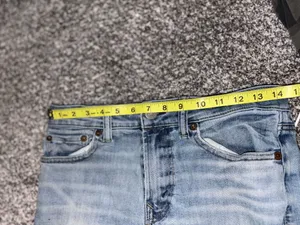 American Eagle Outfitters Slim Straight Light Blue Jeans with Paint Details thumbnail 7