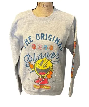 Gildan Pac-Man Graphic Sweatshirt M Grey Yellow thumbnail 1