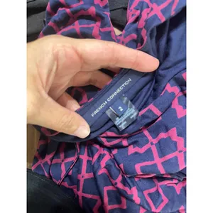 French Connection Navy Pink Geometric Faux Wrap Long Sleeve Mini Dress Size 2 thumbnail 5