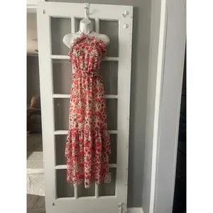 Misa Los Angeles Gia Floral Halter Dress Size Small Maxi Chiffon Tiered thumbnail 10