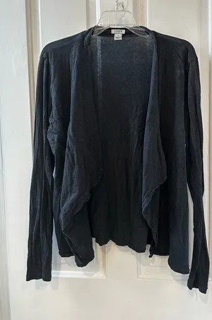 J. Crew Charcoal Open-Front Draped Cardigan thumbnail 1
