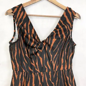 Charming Charlie Womens Jumpsuit Size Small Zebra Safari Mobwife‎ Wide Leg Retro thumbnail 3