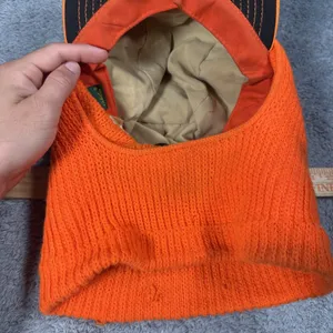 VTG Cabela's Blaze Orange Insulated SZ L Winter Hunting Hat Knit Face Cover USA thumbnail 10