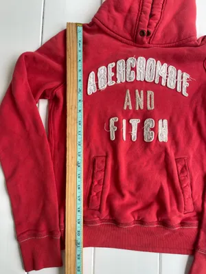 Vintage 90s Abercrombie & Fitch Red Hoodie, Size L thumbnail 4