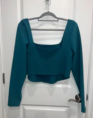 Abercrombie Cropped Corset Ballet Core Top Teal Green Size XL thumbnail 2