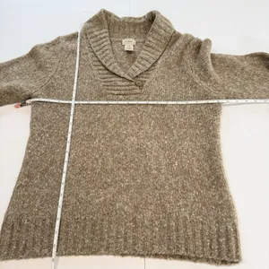 LL Bean Brown Marled Shawl Collar Wool Blend Pullover Sweater MEDIUM thumbnail 6