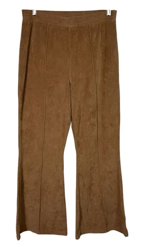Aerie Brown Ribbed Stretch Corduroy Flare Pants High Waisted Regular Stretchy L thumbnail 1