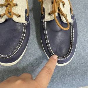Sperry Women's Topsiders Women's 8M Blue Leather/Linen Canvas Close Toe Shoes thumbnail 5