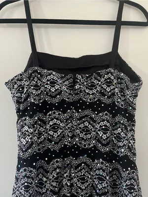 Vintage 90s R&M Richards Black Silver Lace Sequin Midi Cocktail Dress 10 Sparkly thumbnail 6