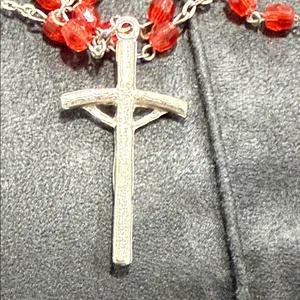 Vtg red rosary Pope John Paul II canonization Jesus Immaculate Conception red thumbnail 10