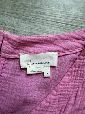Anthropologie Celia Gauzy Cotton Pink Romper Size S Bohemian Beach Coastal thumbnail 3