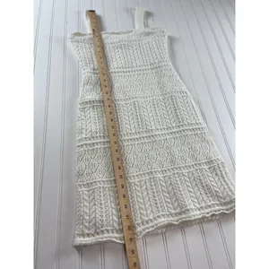 Taylor Boho-Chic Crochet Bodycon Tank Dress White Knit Mini Square Neck Small thumbnail 7