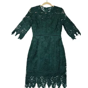 Minuet Emerald‎ Green Floral Lace Cocktail Dress Sheath 3/4 Sleeve Small NWT thumbnail 2