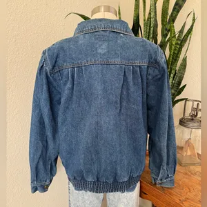 Vintage 80s Puff Shoulder Denim‎ Jacket Boxy Fit Large thumbnail 2