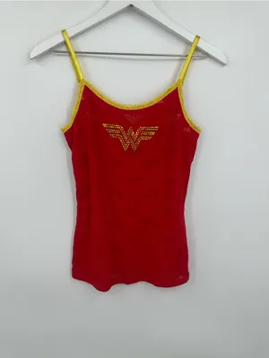 American Vintage Y2K Red Wonder Women Camisole Tank Top Size Medium Rhinestone thumbnail 8