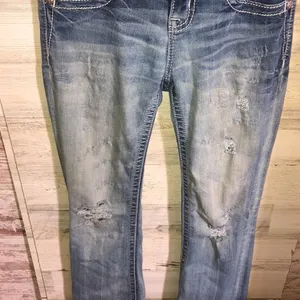 Miss me jeans standard boot cut size 25 white wash color distressed western jean thumbnail 5