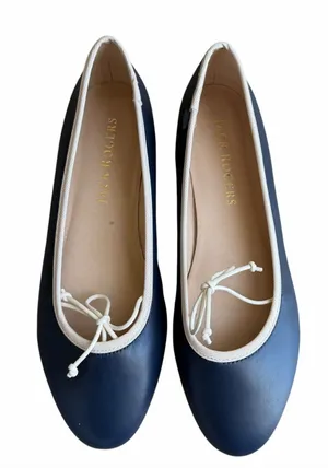 Jack Rogers - Debra Midnight Navy Leather Bow Ballet Flats Sz 9.5 thumbnail 1