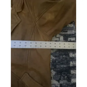 Women's Leather Trench Coat Laurice Vintage 80-90s Brown Pads Size Small Korea thumbnail 9