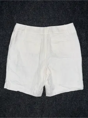 Talbots NWT Linen Pleated Bermuda Shorts Lined Coastal Resort Women's 14 White thumbnail 2