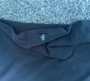 ALO Yoga Black Waffle Knit Crew Tee thumbnail 7