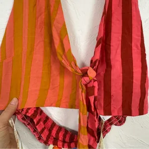 Farm Rio Anthropologie Pink Orange Striped Halter Crop Top Womens XL Beachy thumbnail 7