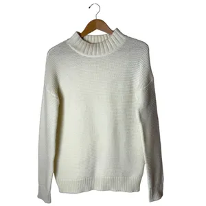 Nasty Gal Sweater Women Small Ivory Waffle Knit Mock Neck‎ Oversize Pullover thumbnail 2