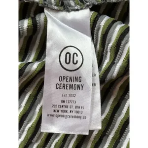 Opening Ceremony Womens Striped Short Sleeve Sheath Dress Green Ruffle Small‎ thumbnail 3