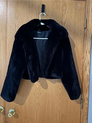 AKIRA Black Plush Cropped Teddy Jacket thumbnail 3