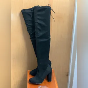 Lulus Black Over-the-Knee Women's Suede Boots. Size-7.5 Glam Bombshell thumbnail 2