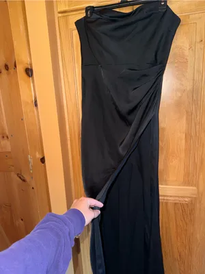 Azazie Black Strapless Bridesmaid Dress thumbnail 2