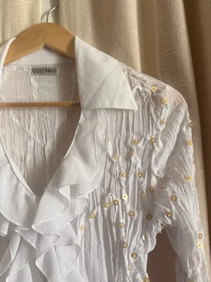 Y2K White Ruffled Sequin thumbnail 2