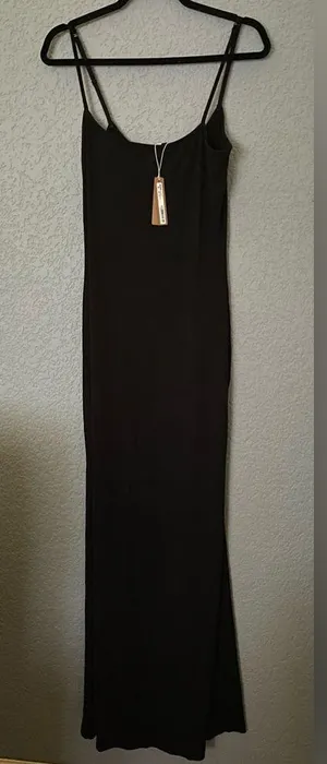 NWT Skims Soft Lounge Long Slip Dress Onyx Black Color Size L thumbnail 8