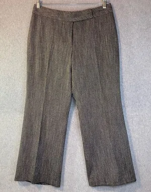 White House Black Market Flare Pants Women's 12R Gray Herringbone Contour Career thumbnail 1