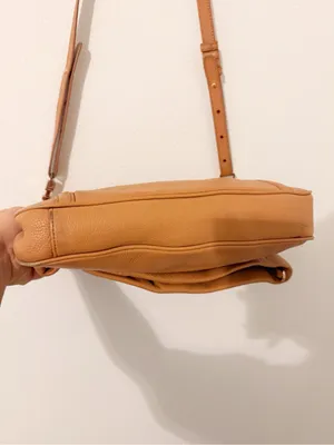Tory Burch Amanda Fold Over Cross Body Satchel Bag Camel Tan Leather thumbnail 7