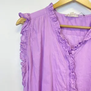 Elan Purple Ruffle Button Down Waist Tie Dress thumbnail 5