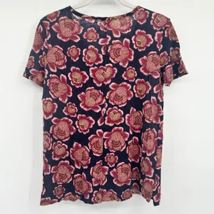 Ann Taylor Womens 100% Linen Floral Print Romantic Tropical Top Tee‎ Size M thumbnail 5