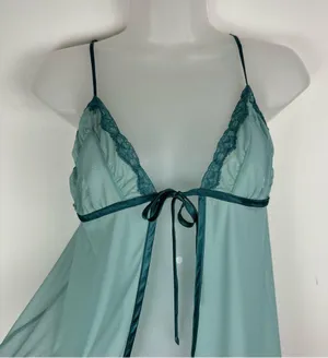 Frederick’s of Hollywood Sheer Mesh Flyaway Split Front Tie Top Sz Medium thumbnail 3