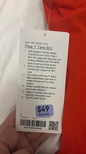 lululemon flow y tank B/C cup thumbnail 3